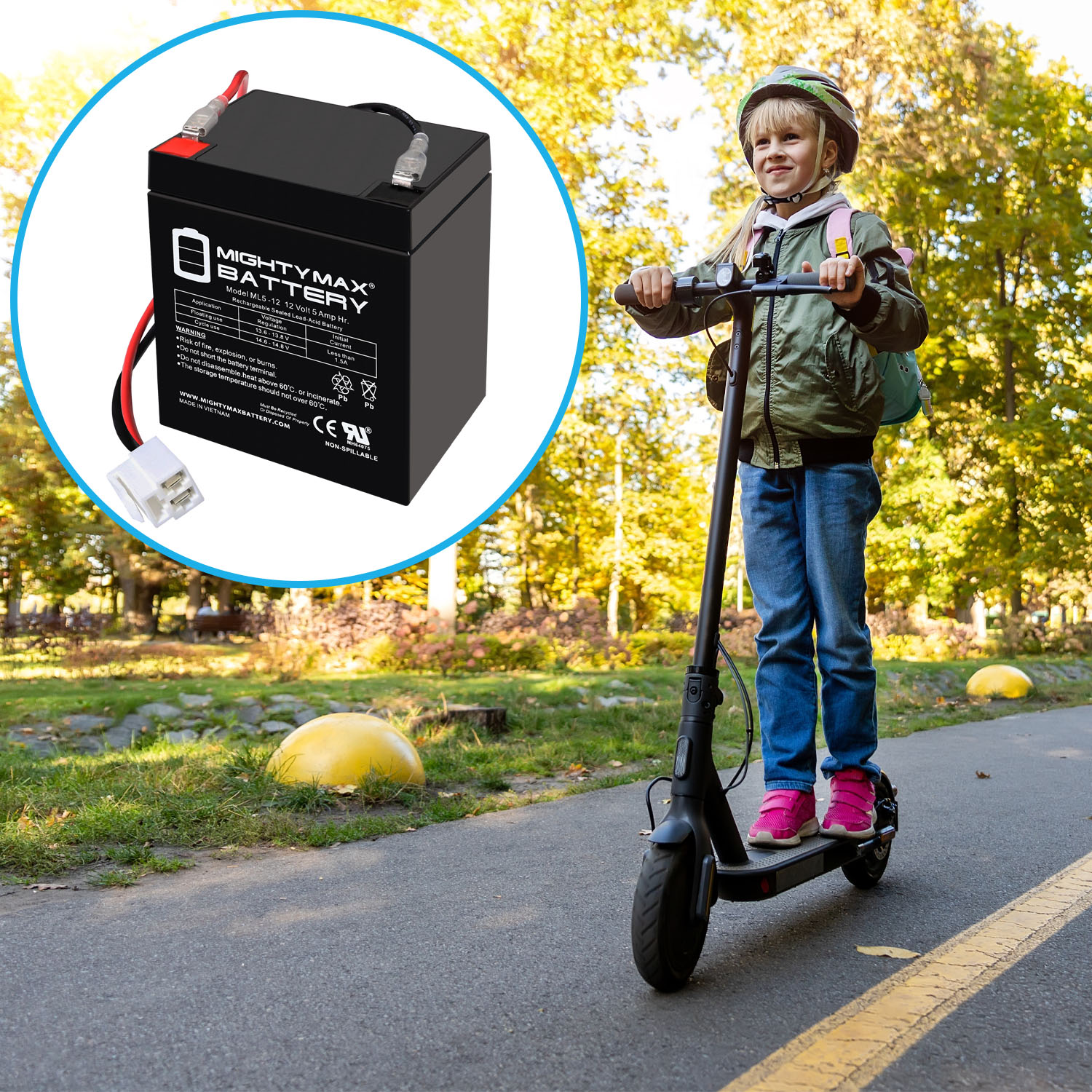 Extended Range Drop in Replacement for 12v Razor Scooter ride on toy 5ah battery and harness