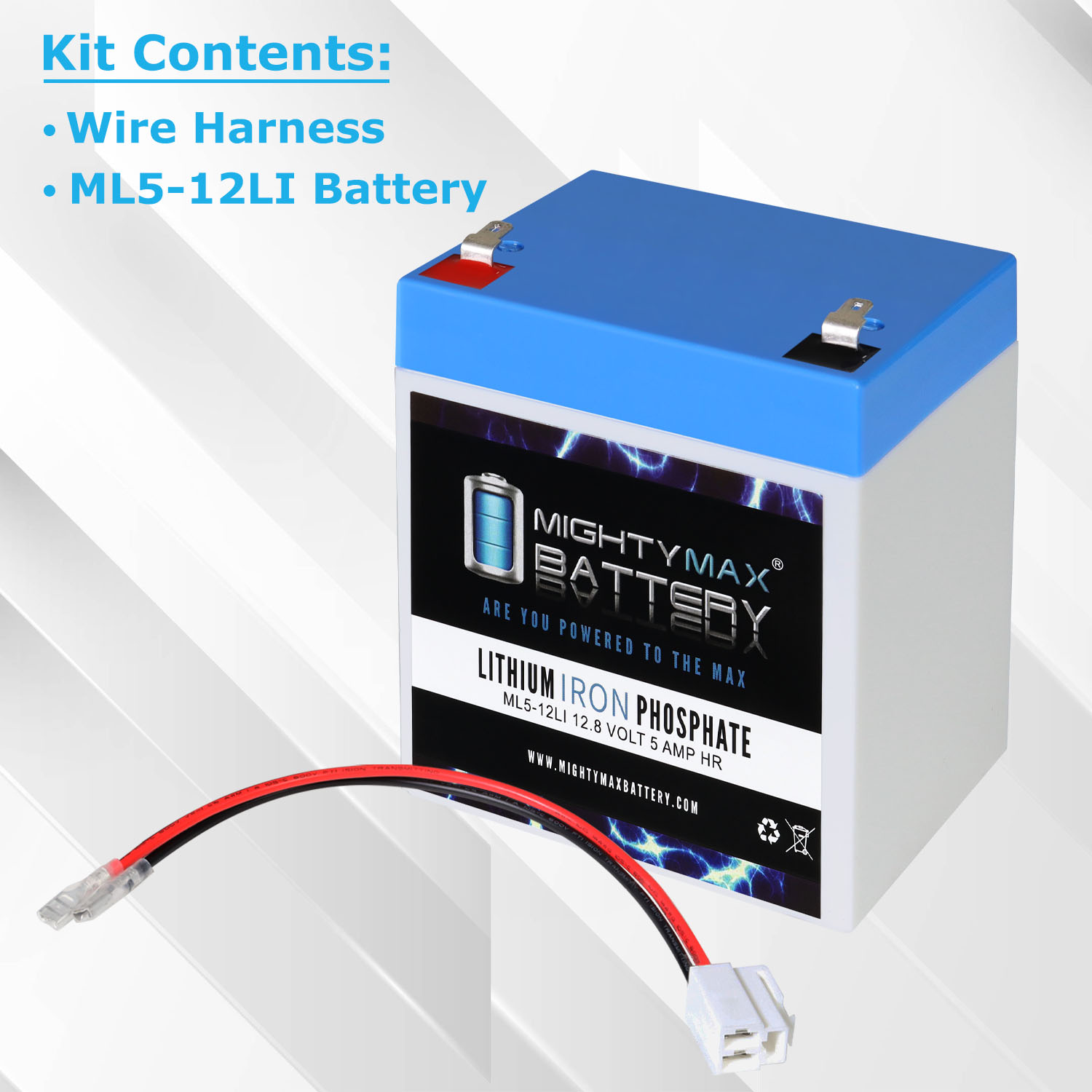 Extended Range Drop in Replacement for 12v Razor Scooter ride on toy 5ah lithium battery and harness