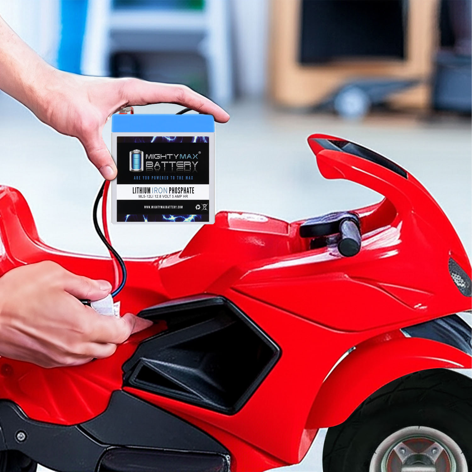 Extended Range Drop in Replacement for 12v Razor Scooter ride on toy 5ah lithium battery and harness
