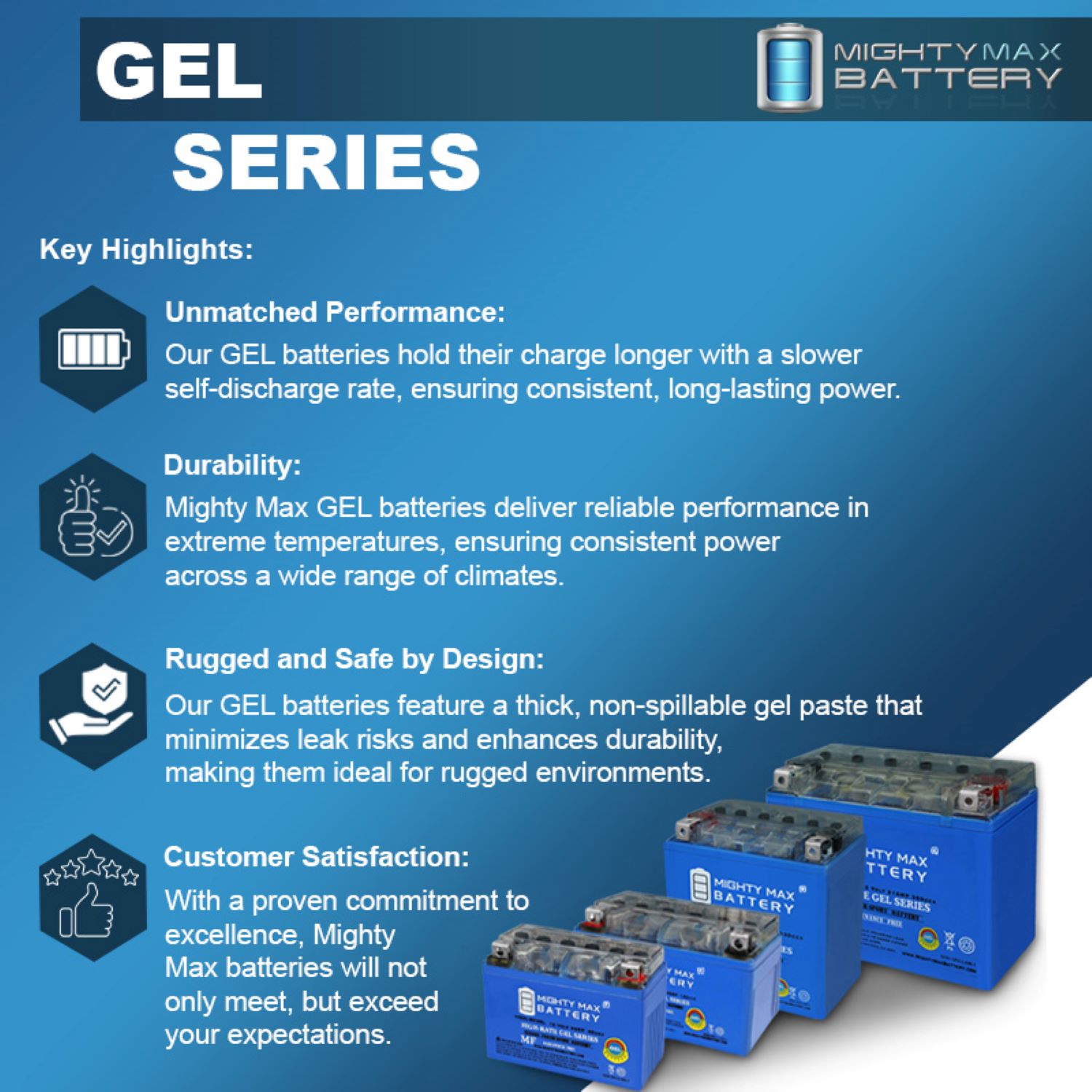 YB16CL-B GEL -12 Volt 19 AH, GEL Type, 250 CCA, Rechargeable Maintenance Free SLA AGM Motorcycle Battery + 12V 2AMP Charger