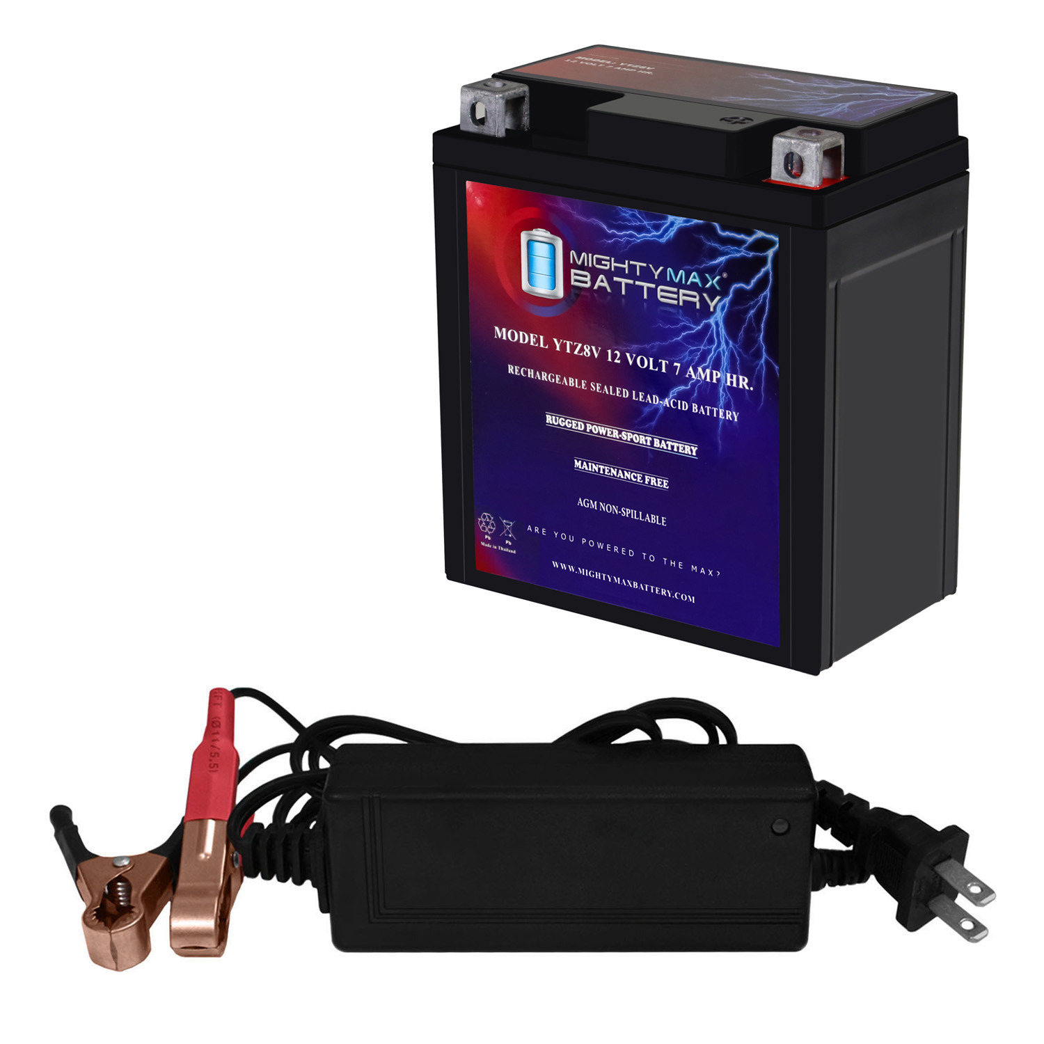 YTZ8V Replacement Battery Compatible With Honda CRF300L Offroad Motorcycle 22 + 12V 2AMP Charger