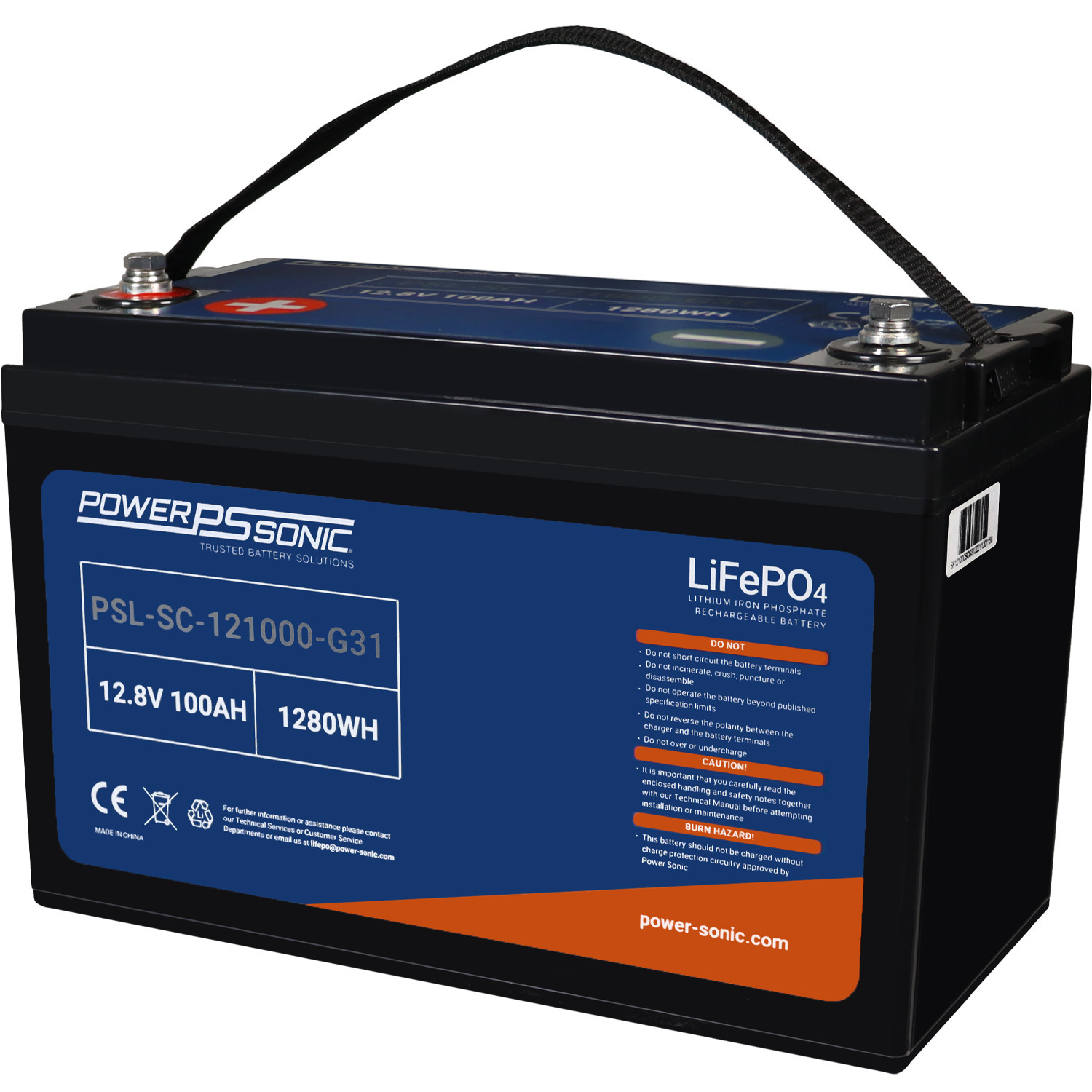 PSL-SC-121000-G31 12.8V 100AH (LiFePO4) Lithium Iron Phosphate Rechargeable and Maintenance Free Battery