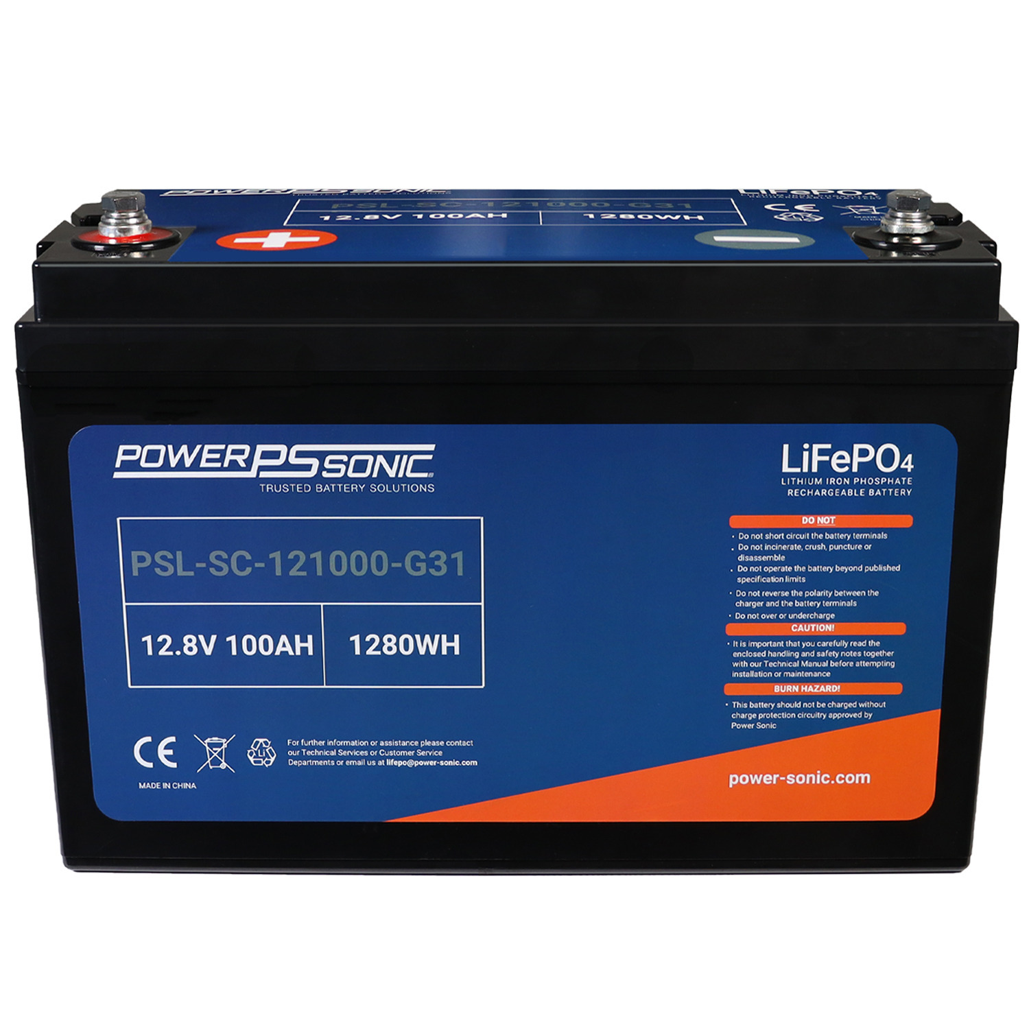 PSL-SC-121000-G31 12.8V 100AH (LiFePO4) Lithium Iron Phosphate Rechargeable and Maintenance Free Battery