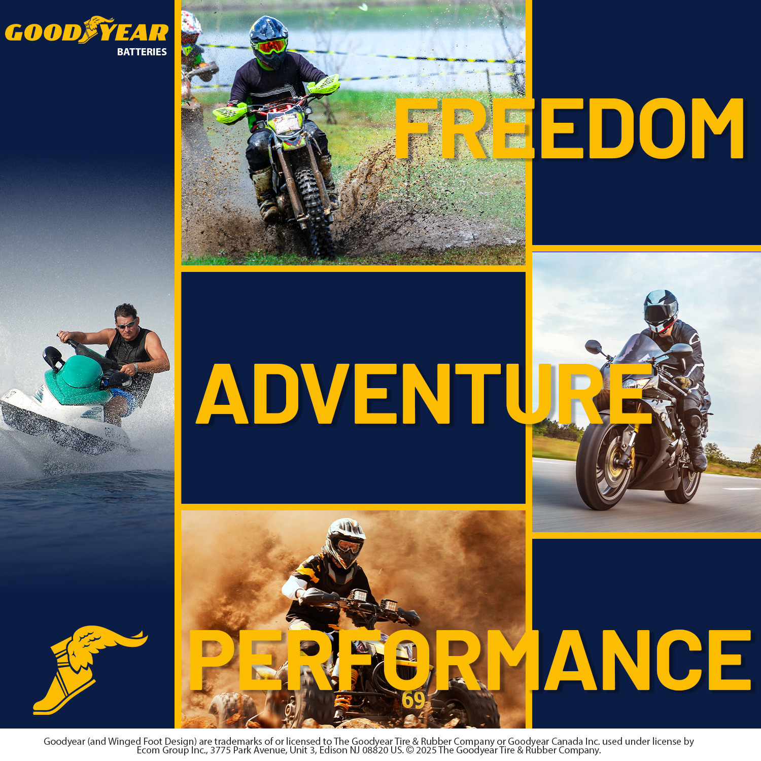 Goodyear GYTX14AHL-LI Lithium LiFePO4 12.8V 400CCA Rechargeable High Performance Powersport Battery with Smart BMS Replacement for Motorcycle, ATV, UTV, Scooter, Watercraft, Jet Ski, and Snowmobile