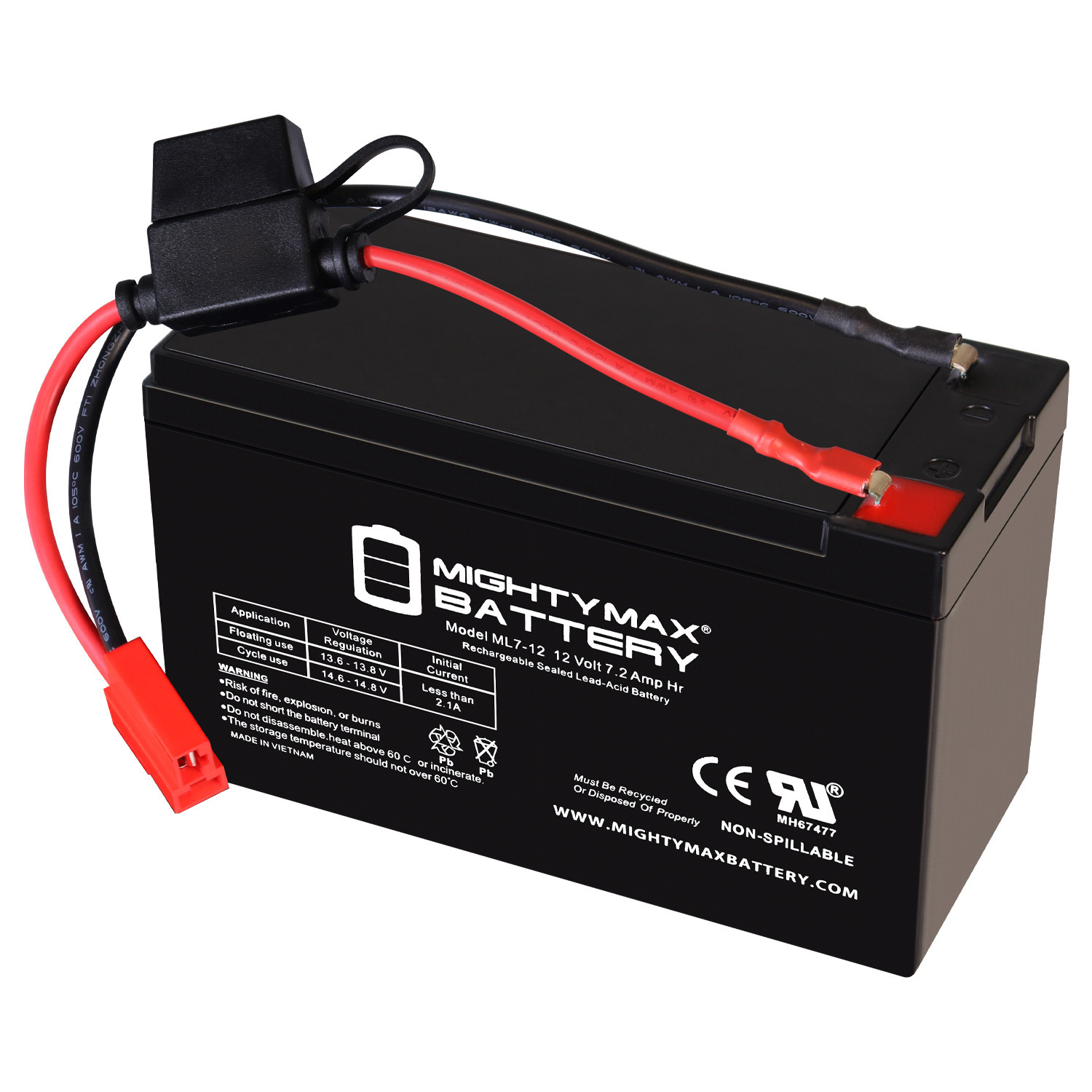 12V 7Ah SLA F1 Replacement Battery Compatible With Mercedes AMG GLC 63S 12V 4WD Kids RideOn Car