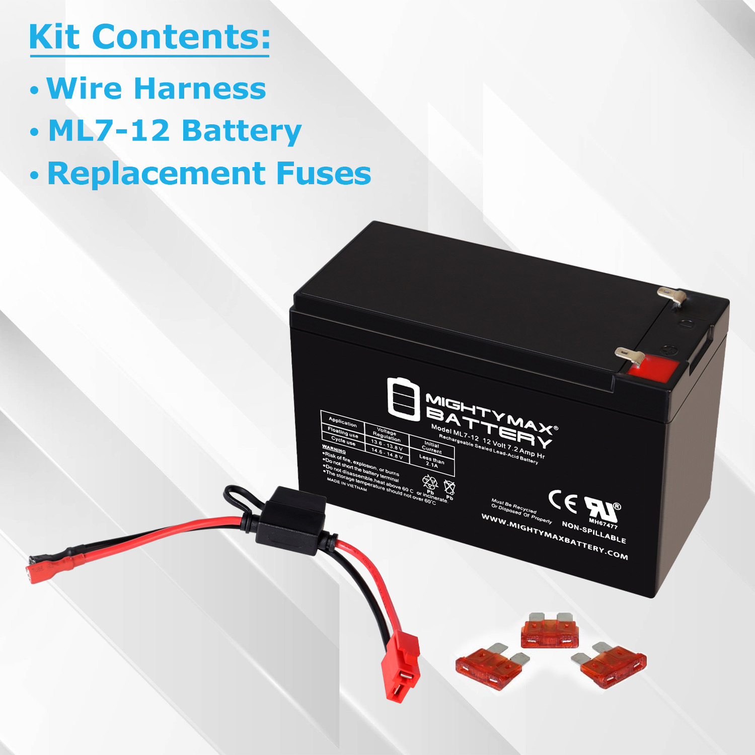 12V 7Ah SLA F1 Replacement Battery Compatible With 12V Ride On Truck Car