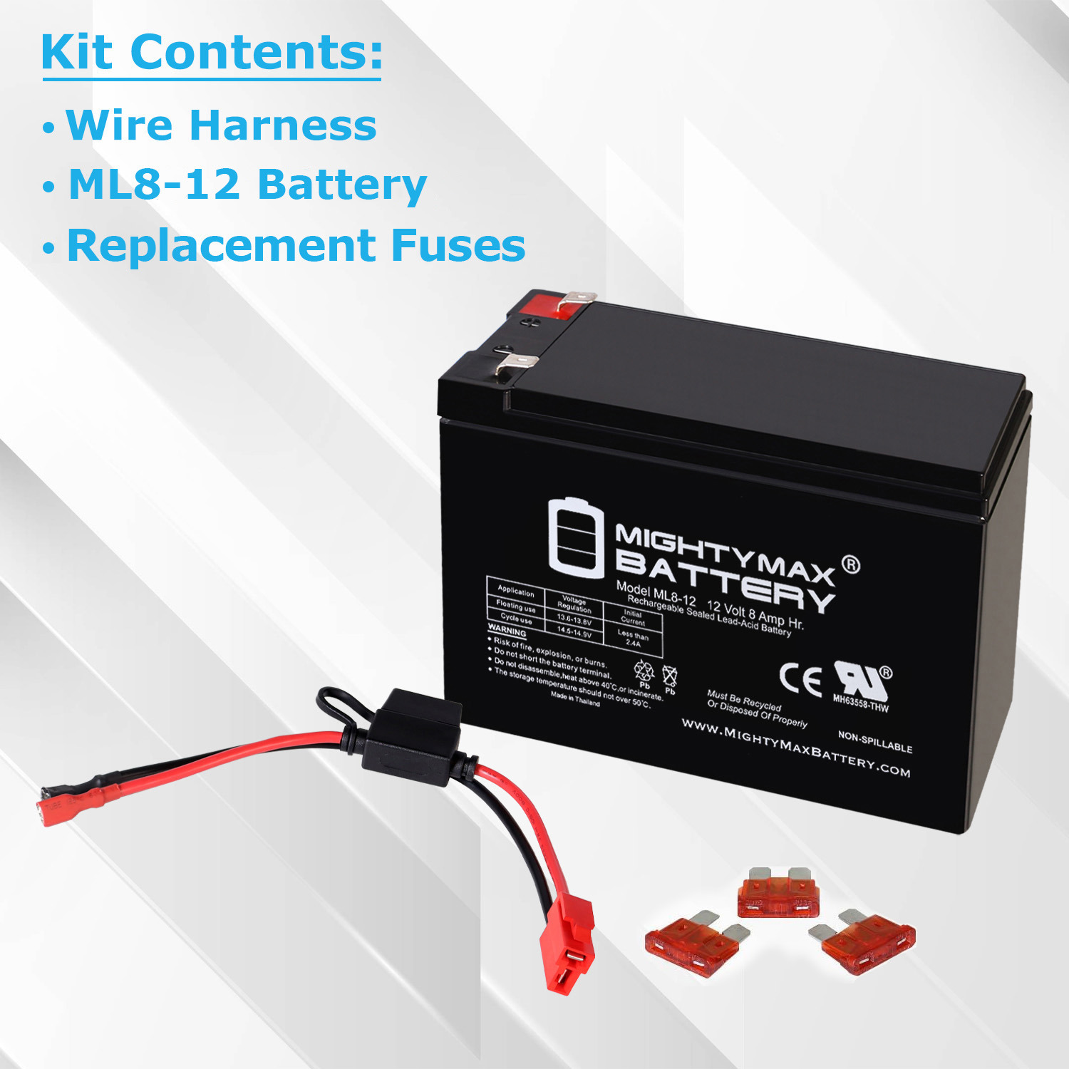 12V 8Ah F1 SLA Replacement Battery Compatible With Peg Perego John Deere Ground Force Extra-Large 12 volt Ride-On Tractor