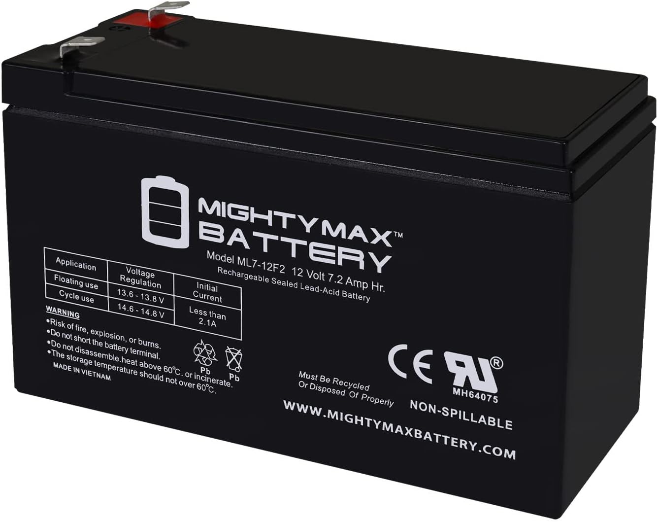 12V 7Ah F2 Replacement Battery for Sopbost Kids UTV 2WD/4WD 24V Switchable Ride On Car
