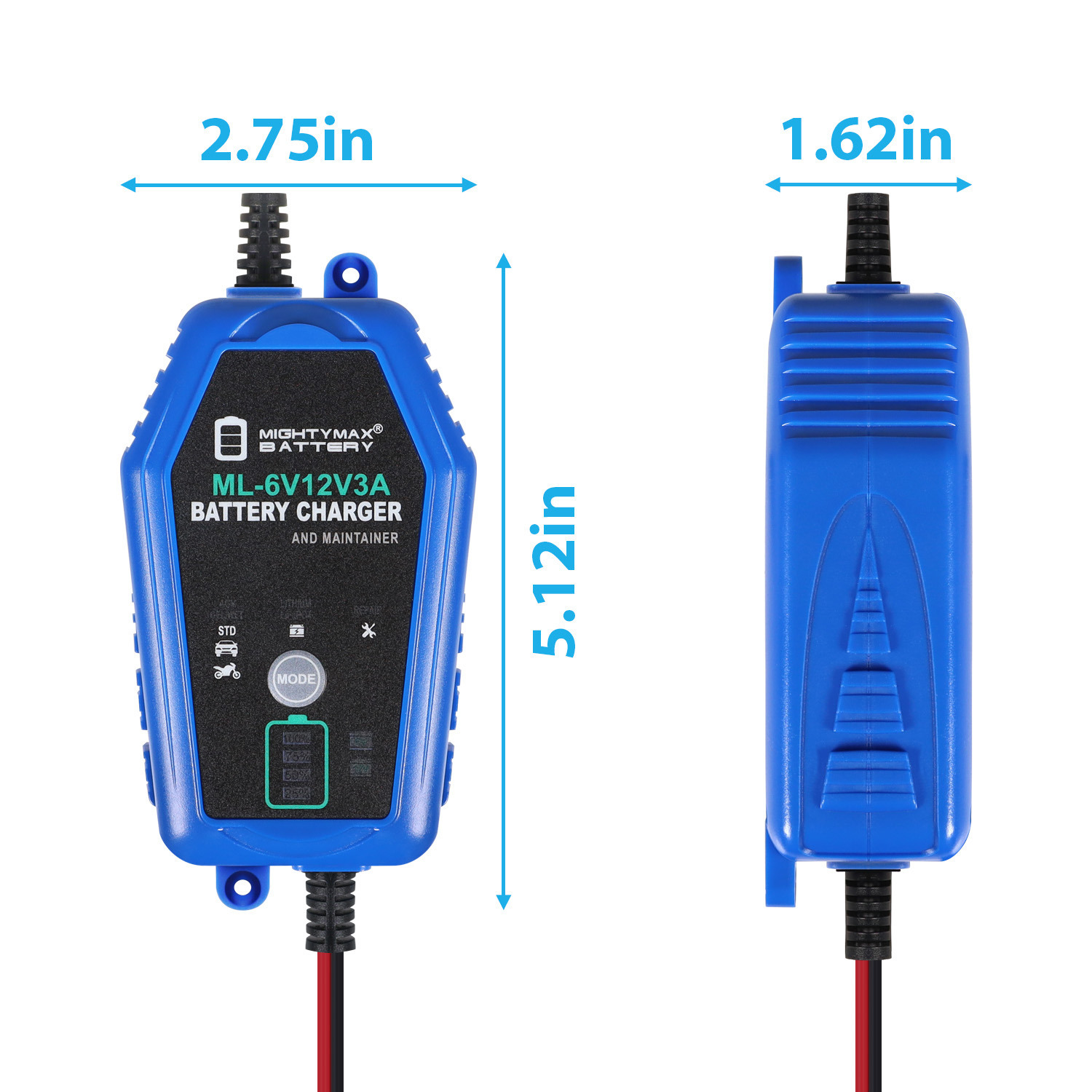 6V/12V 3A Smart Battery Charger & Maintainer compatible with Pocket Rocket Battery