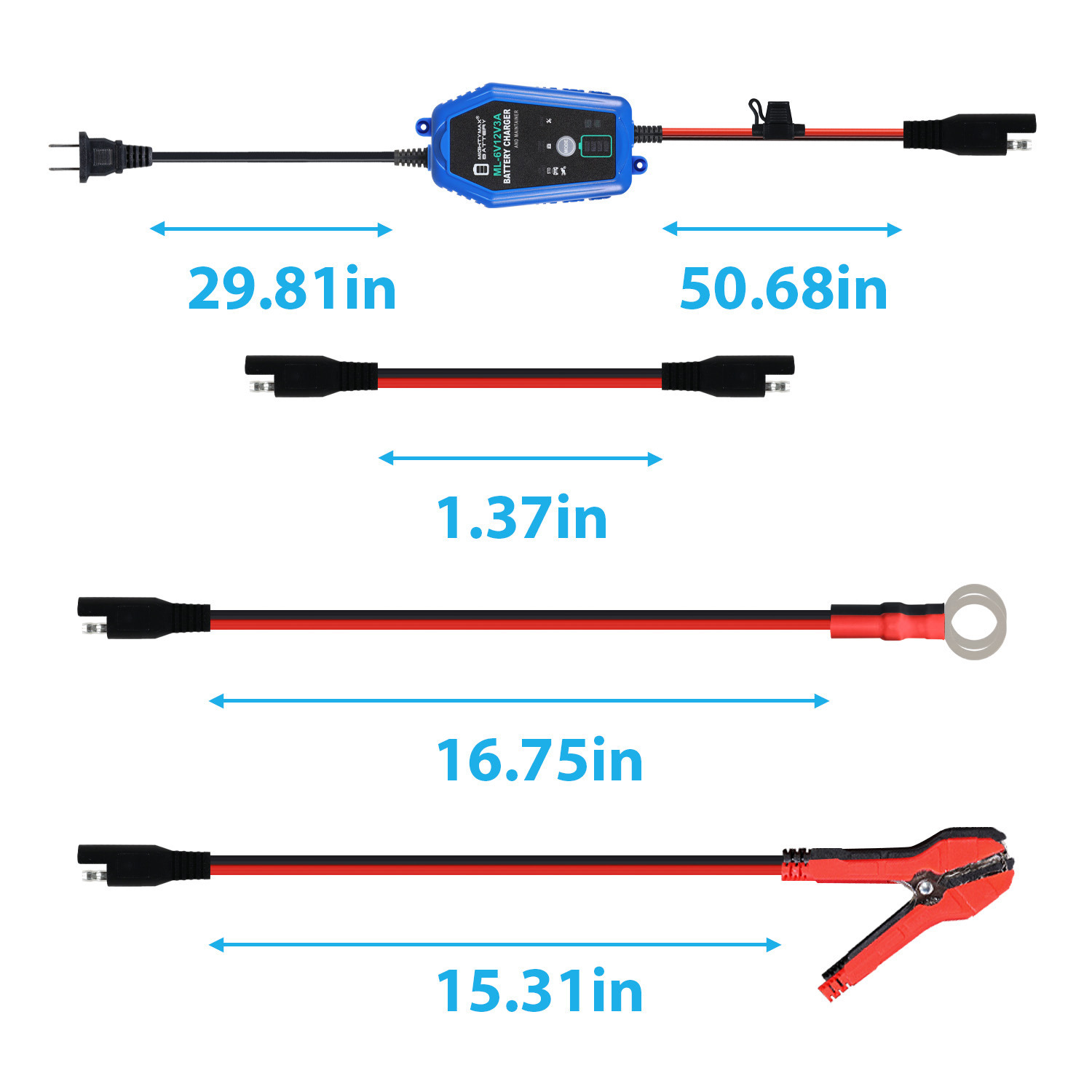 6V/12V 3A Smart Battery Charger & Maintainer compatible with Pocket Rocket Battery