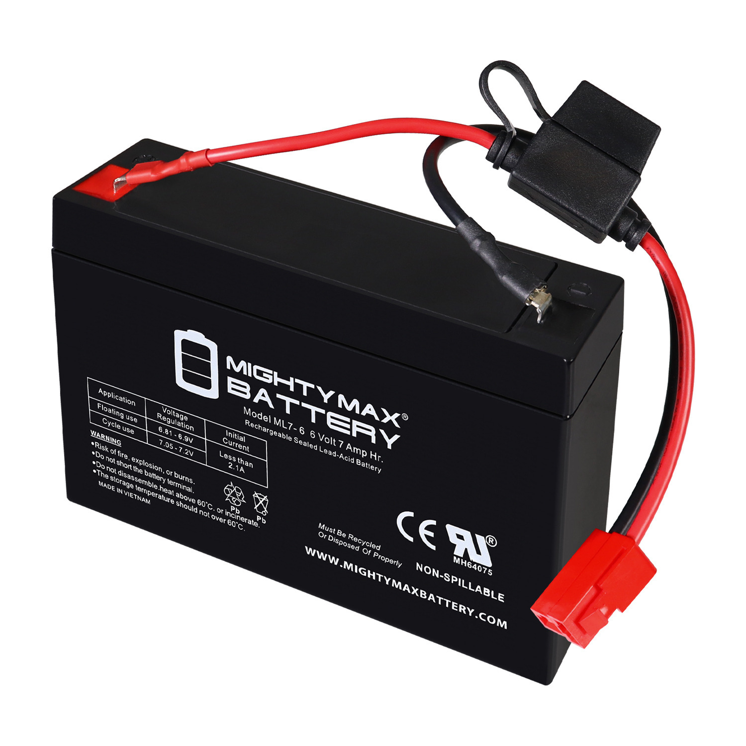 6V 7AH F1 SLA Replacement Battery Compatible With Kid Trax Quad