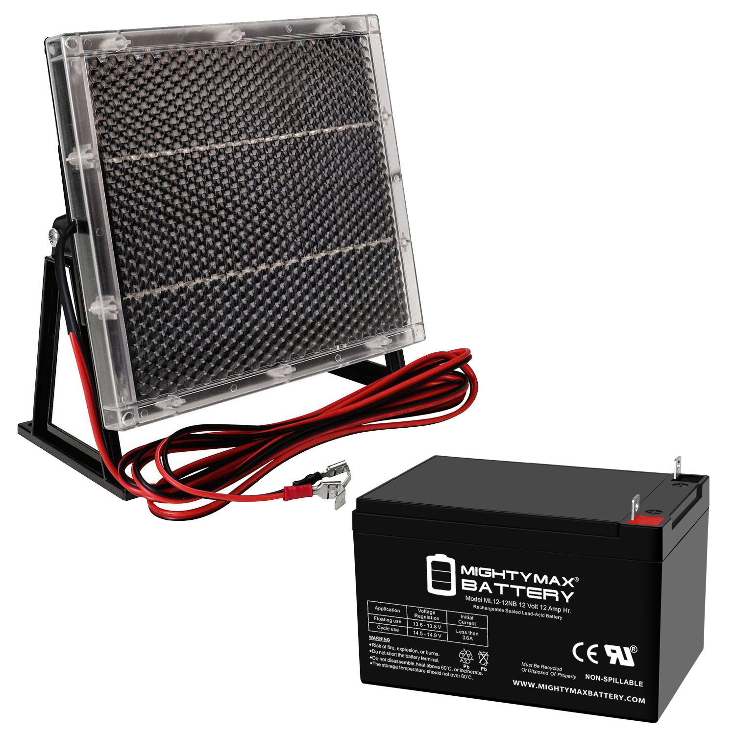 12V 12AH NB SLA Replacement Battery Compatible With Razor Freestyle V3 + 12V Solar Panel