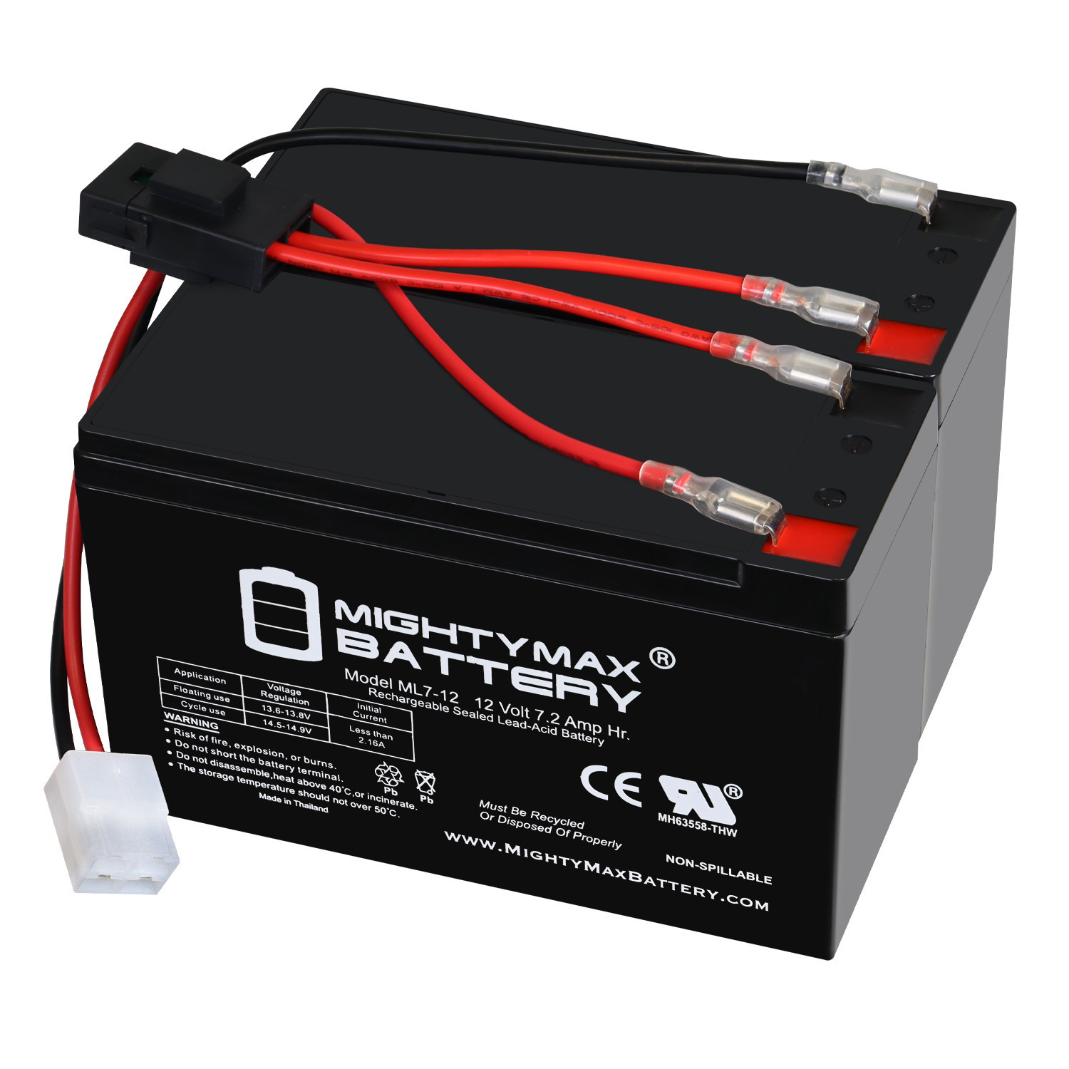 Drop in Replacement for 24V ride on Vehicle with 7ah battery kit and harness with Razor 4 Pins connector
