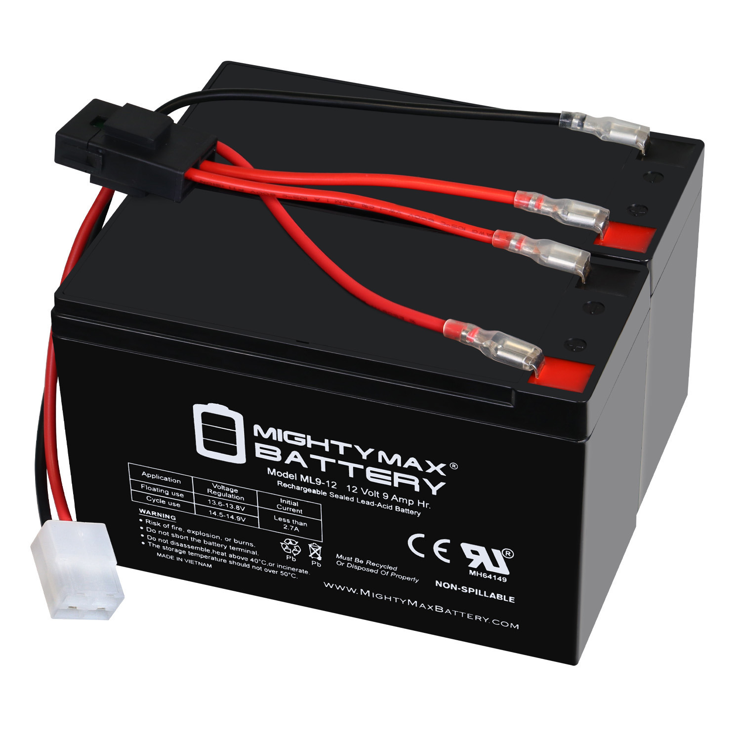 Drop in Replacement for 24V ride on Vehicle with 9ah battery kit and harness with Razor 4 Pins connector
