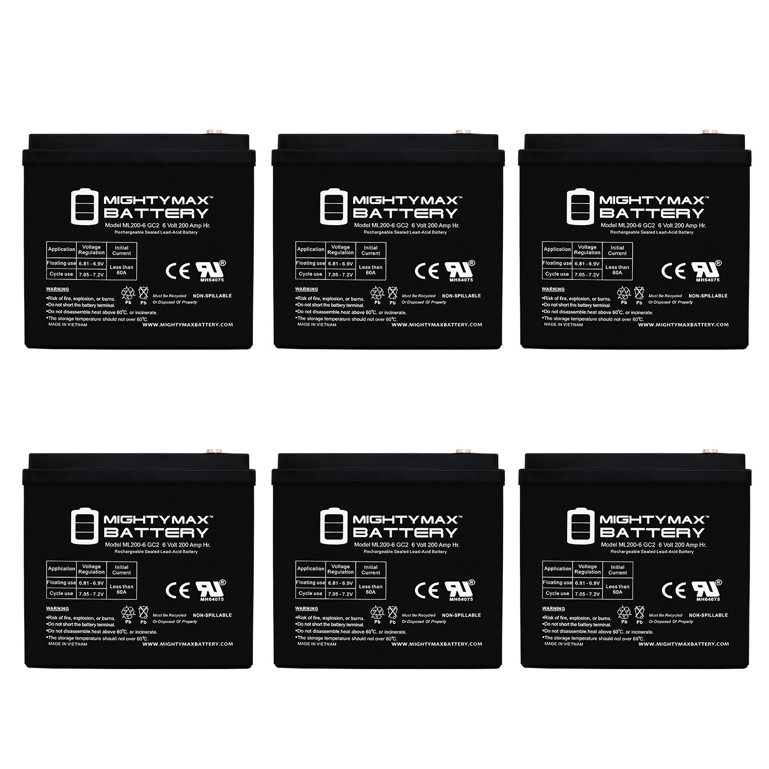6V, 200Ah, SLA, Replacement Battery Compatible with Snorkel International SL15 99 - 6 Pack